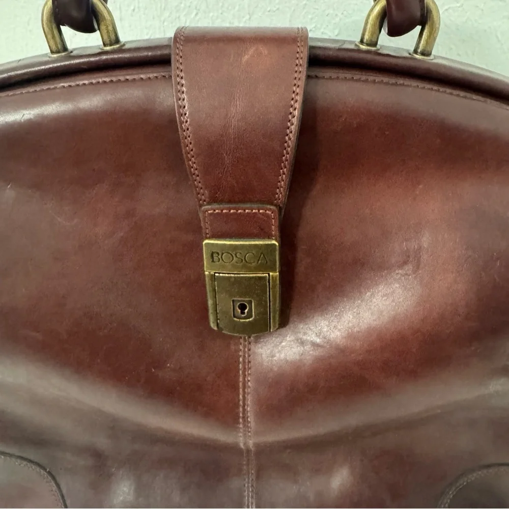 Bosca Dolce Chestnut Brown Leather Briefcase with Top Handle (Key) NWOT Doctors
